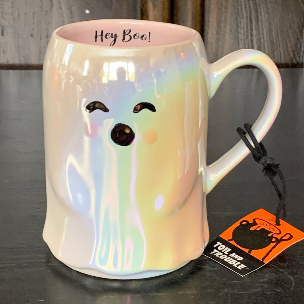 Hey Boo! Iridescent Ghost Figural Halloween Mug